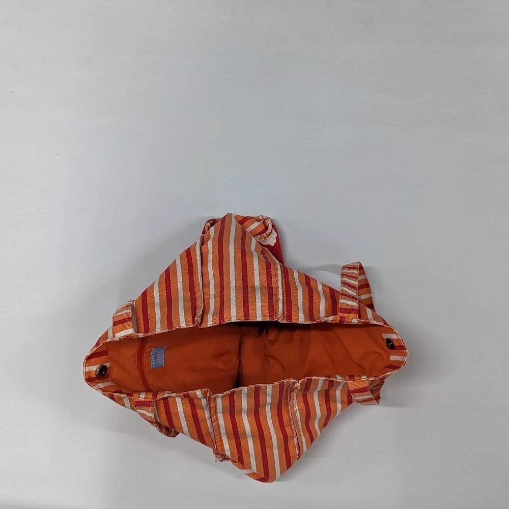Vintage Jantzen Orange Red Striped Large‎ 100% Cotton Tote with interior pocket